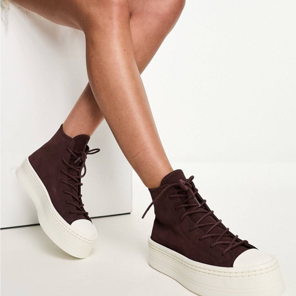 Converse Chuck Taylor All Star Platform Hi Tops Dark Brown Suede Size 7